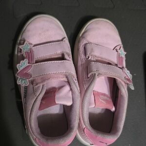 Puma Girls Pink Velcro Sneakers with Heart & Star Accents